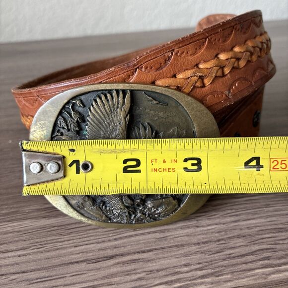VTG High Mesa American Eagle Solid Bronze Belt Buckle & Leather Belt, Size 36 main image 8